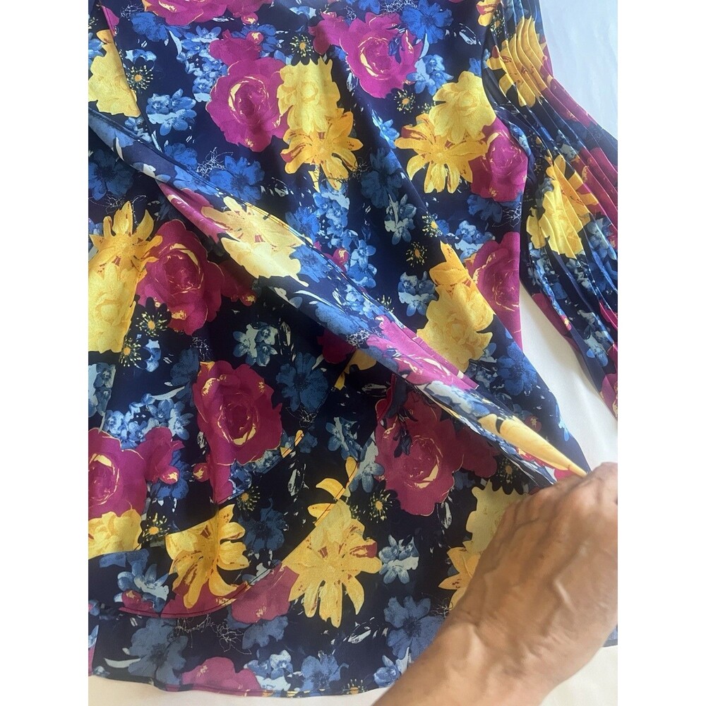 Laurie Felt Floral Blouse M Reversible Pleated Bell Sleeve Boho Cottagecore Chic - Picture 3 of 5